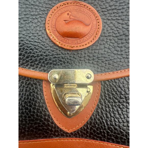 Vintage Dooney & Bourke All Weather Leather Satchel Black Tan Trim USA READ - Picture 9 of 9